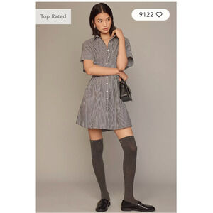 Anthropologie The Tobie Button-Front Pleated Shirt Dress Mini Edition Large